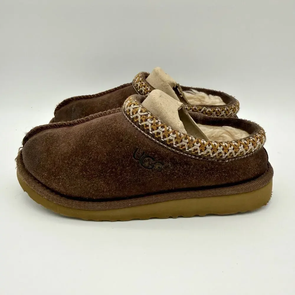 UGG Kids Tasman II Slippers US 1 EU 31 Brown Suede Slip On GUC
